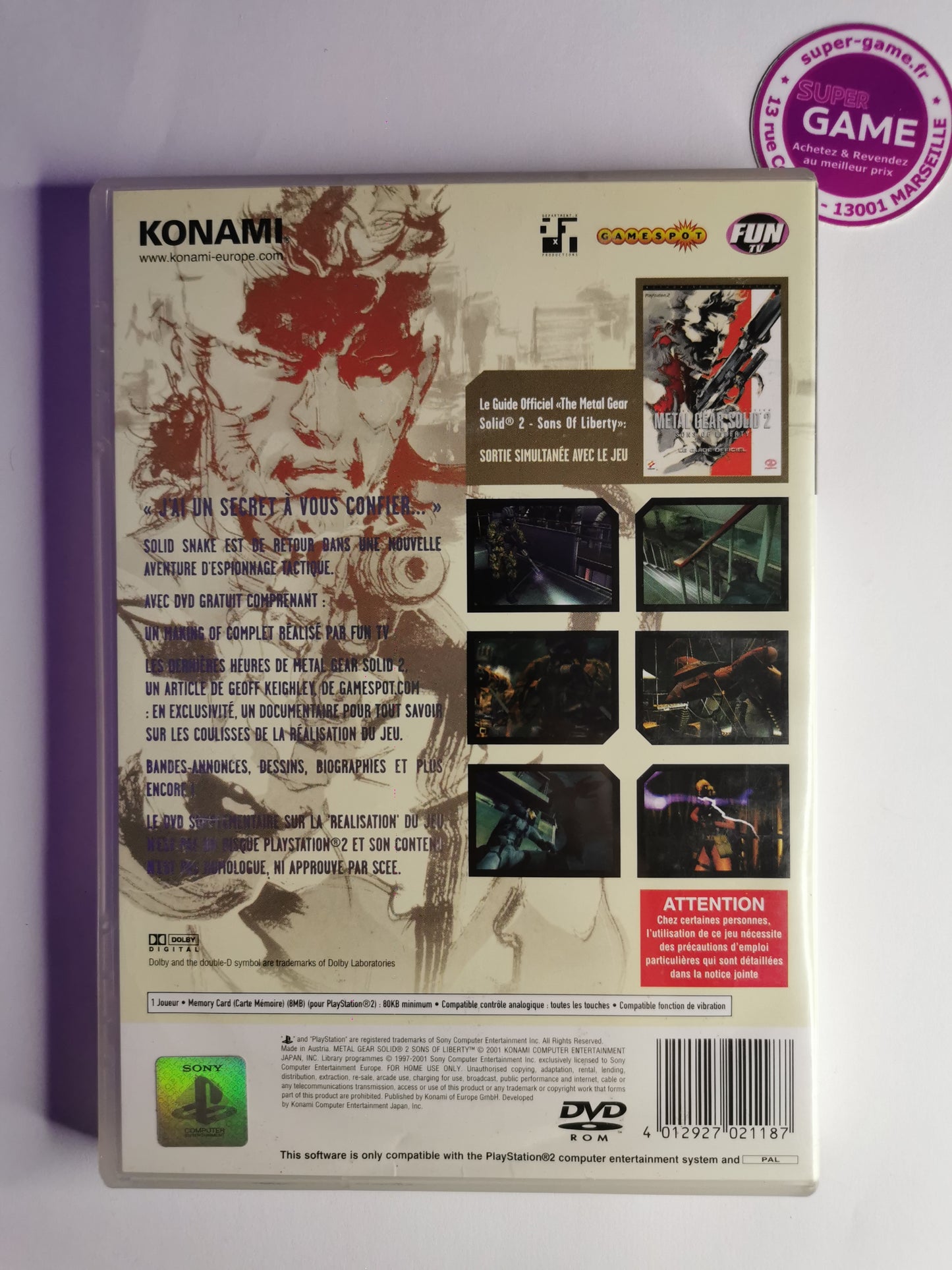 Metal Gear Solid 2 Sons of Liberty + DVD