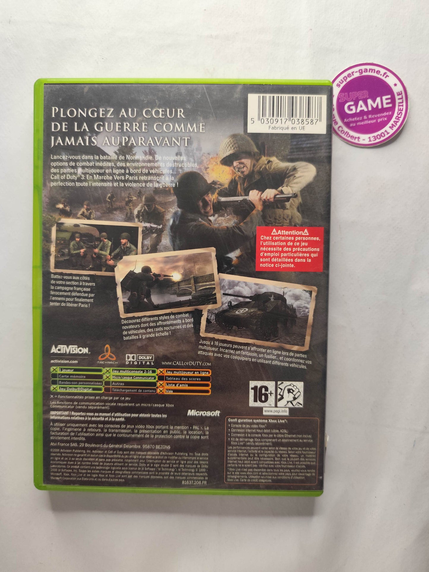 CALL OF DUTY 3 EN MARCHE VERS PARIS - XBOX