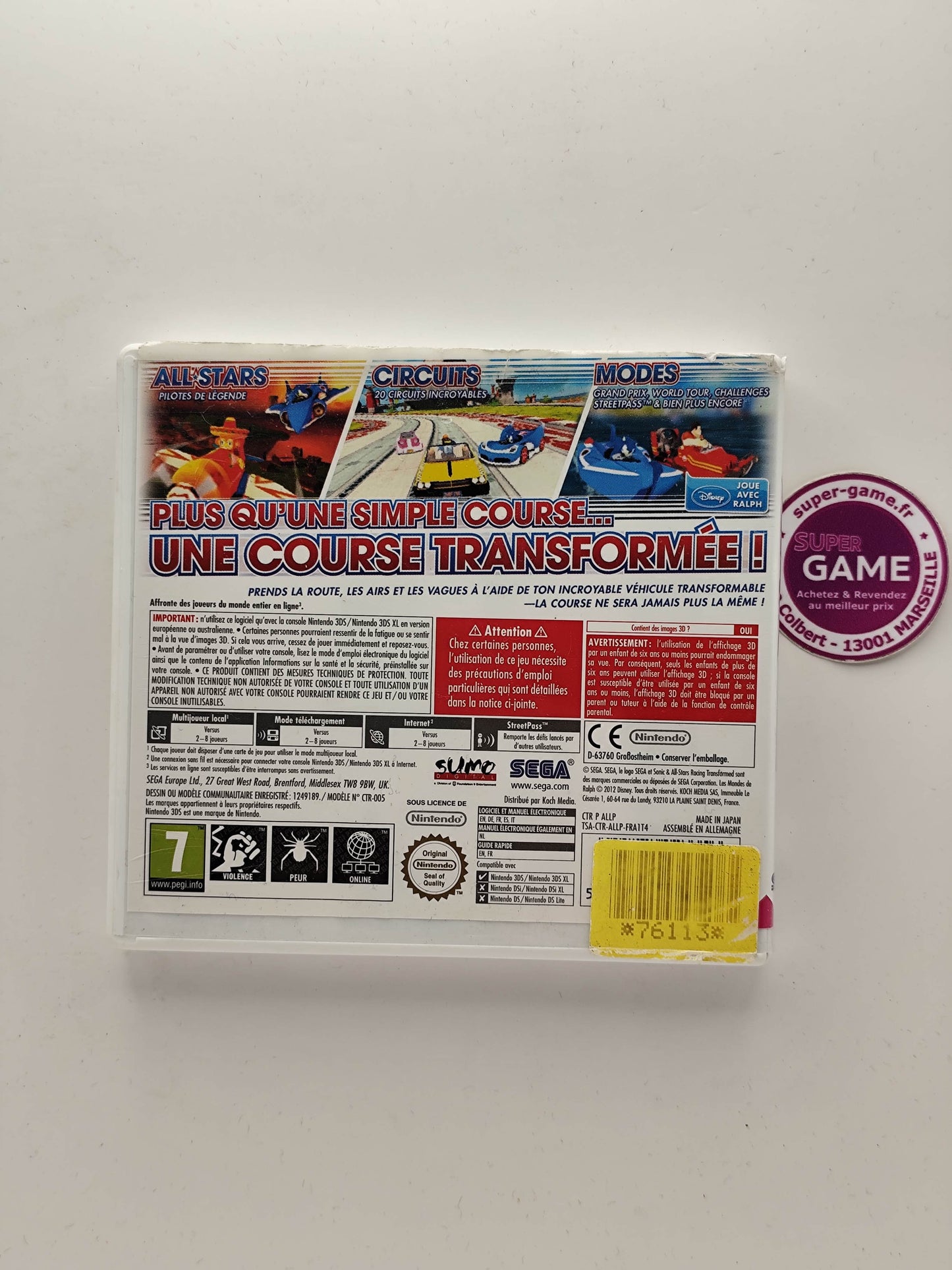 SONIC ALL STARS RACING TRANSFORMED - 3DS