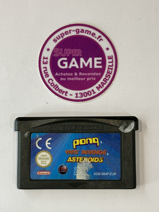 PONG & YAR'S REVENGE & ASTEROIDS - sans boite - GAMEBOY ADVANCE