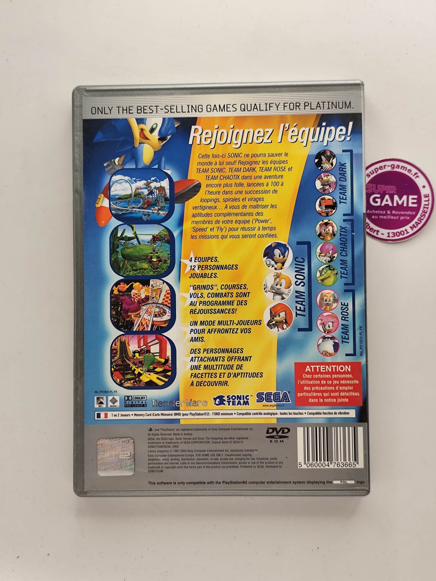 SONIC HEROES - Platinum - PS2