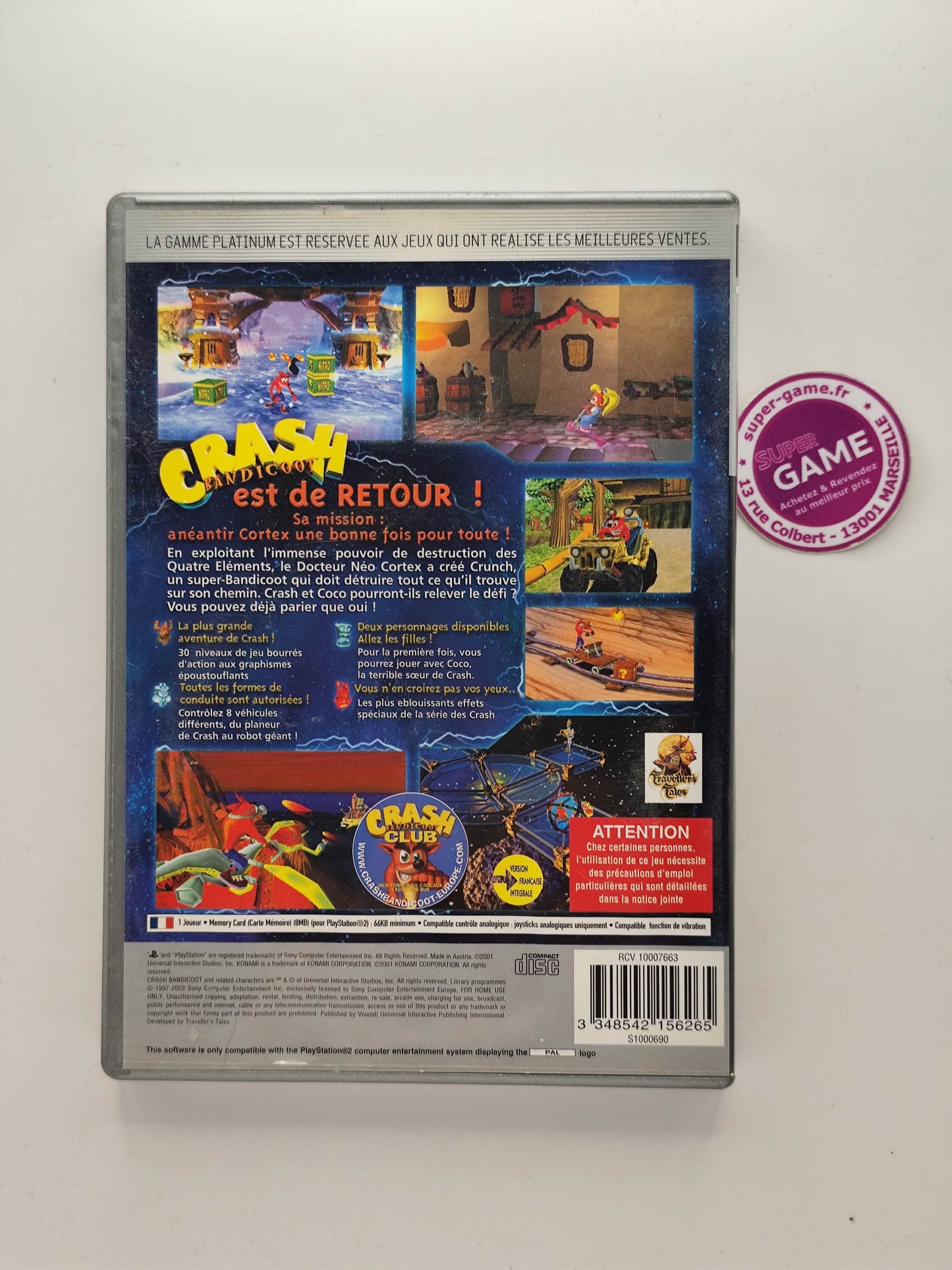 CRASH BANDICOOT LA VENGEANCE DE CORTEX PLATINUM - PS2