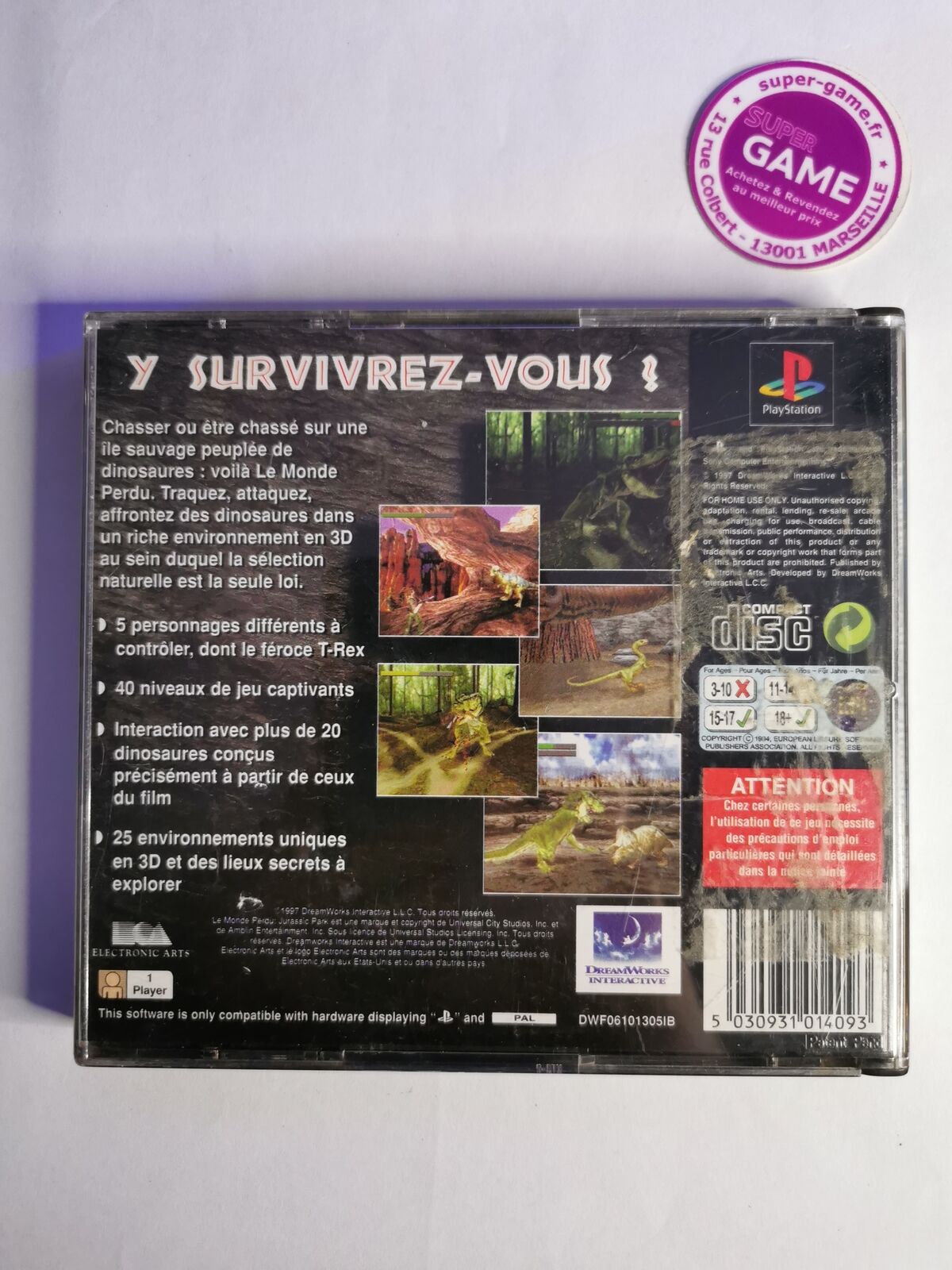 LE MONDE PERDU: JURASSIC PARK - PS1  #585